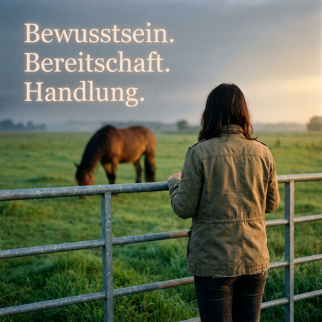 Sie stand drei Dienstage in Folge am Koppeltor. Dieselbe Liste: Grenzen setzen. Nein sagen. Weniger funktionieren. Nichts hat sich verändert.